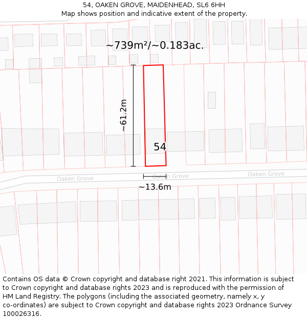 54, OAKEN GROVE, MAIDENHEAD, SL6 6HH: Plot and title map