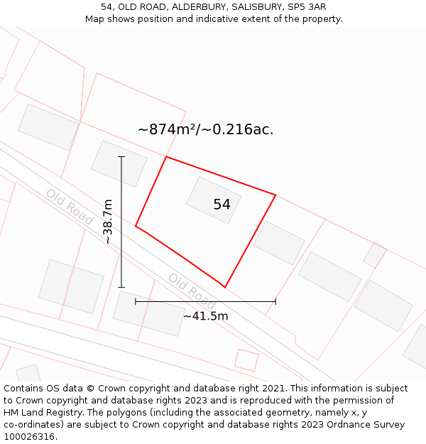 54, OLD ROAD, ALDERBURY, SALISBURY, SP5 3AR: Plot and title map