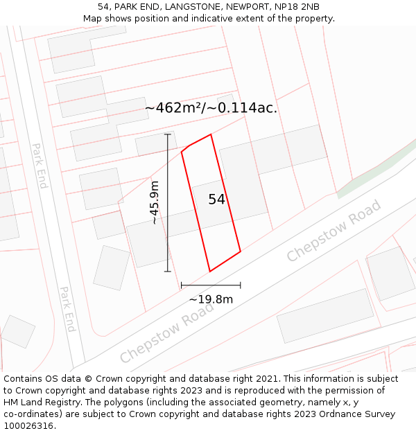 54, PARK END, LANGSTONE, NEWPORT, NP18 2NB: Plot and title map