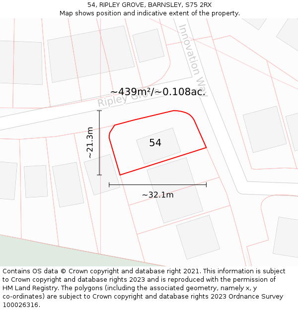 54, RIPLEY GROVE, BARNSLEY, S75 2RX: Plot and title map