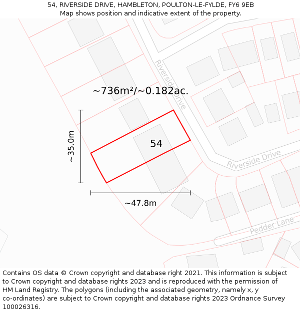 54, RIVERSIDE DRIVE, HAMBLETON, POULTON-LE-FYLDE, FY6 9EB: Plot and title map