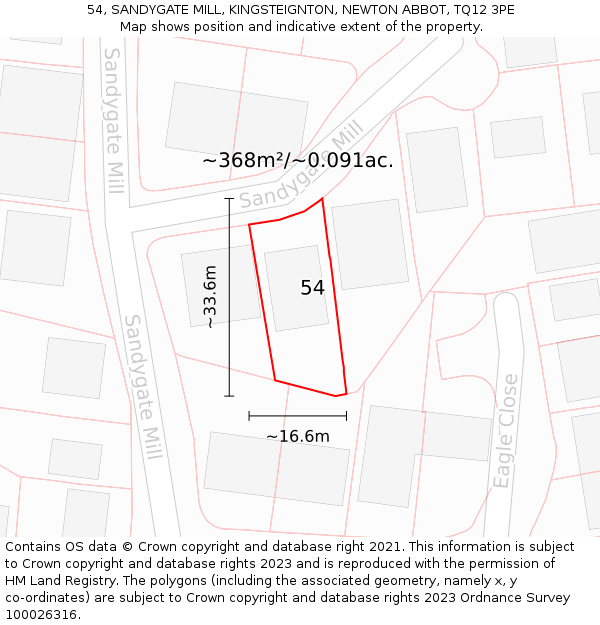 54, SANDYGATE MILL, KINGSTEIGNTON, NEWTON ABBOT, TQ12 3PE: Plot and title map