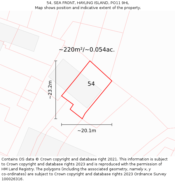 54, SEA FRONT, HAYLING ISLAND, PO11 9HL: Plot and title map
