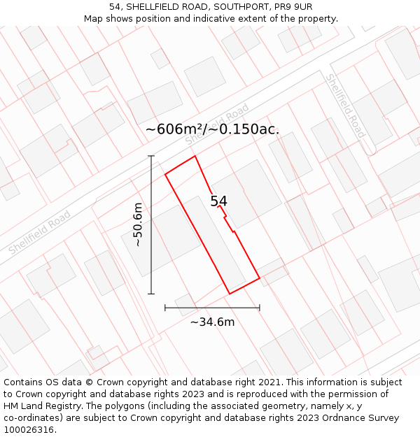 54, SHELLFIELD ROAD, SOUTHPORT, PR9 9UR: Plot and title map