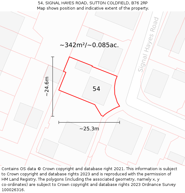 54, SIGNAL HAYES ROAD, SUTTON COLDFIELD, B76 2RP: Plot and title map