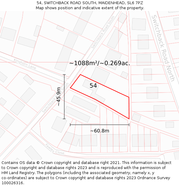 54, SWITCHBACK ROAD SOUTH, MAIDENHEAD, SL6 7PZ: Plot and title map
