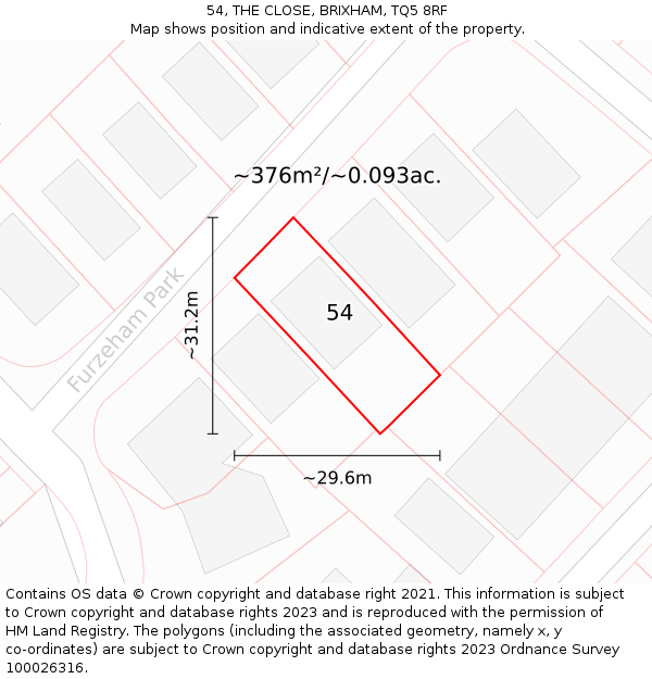 54, THE CLOSE, BRIXHAM, TQ5 8RF: Plot and title map