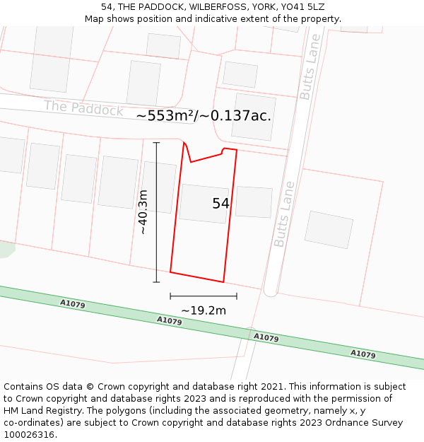 54, THE PADDOCK, WILBERFOSS, YORK, YO41 5LZ: Plot and title map