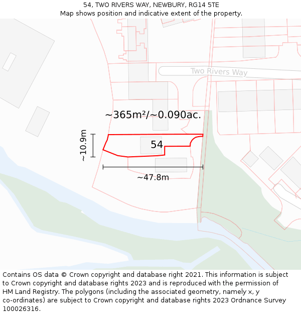 54, TWO RIVERS WAY, NEWBURY, RG14 5TE: Plot and title map