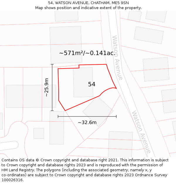 54, WATSON AVENUE, CHATHAM, ME5 9SN: Plot and title map