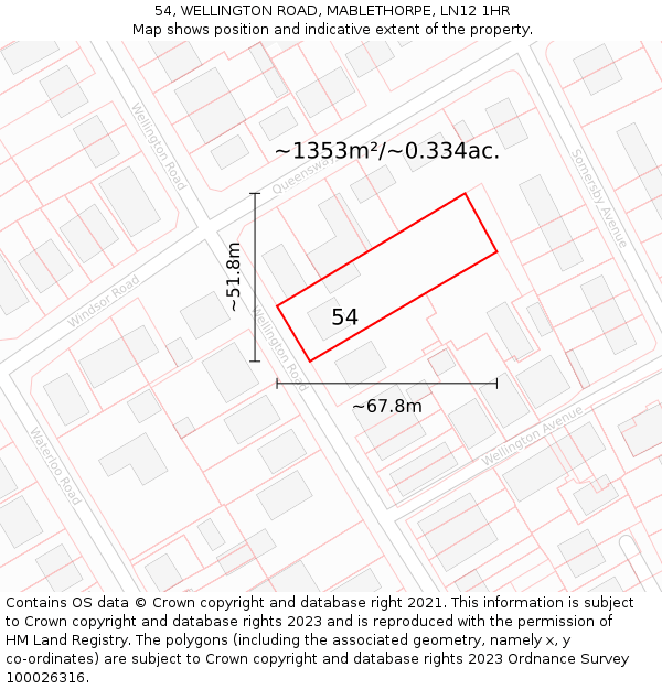 54, WELLINGTON ROAD, MABLETHORPE, LN12 1HR: Plot and title map