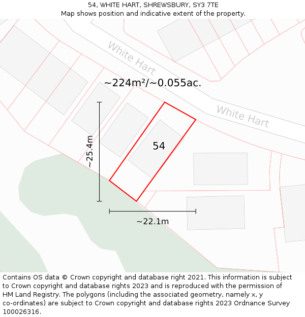 54, WHITE HART, SHREWSBURY, SY3 7TE: Plot and title map