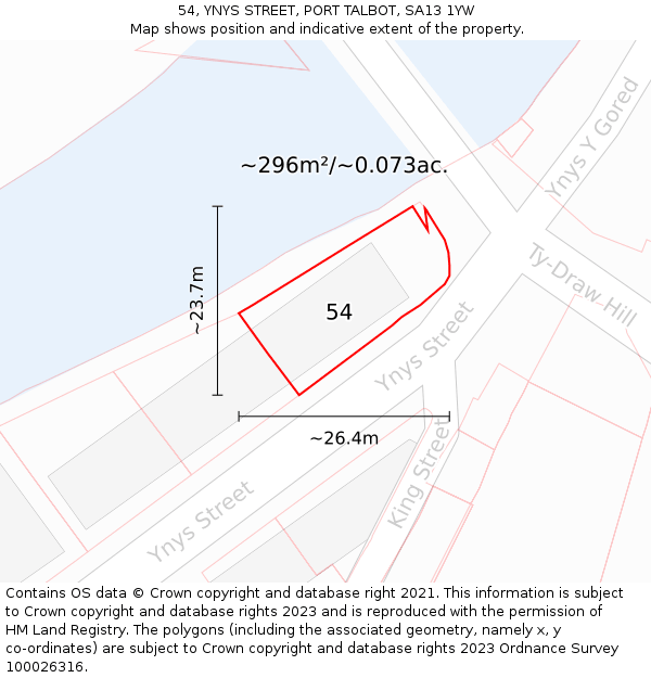 54, YNYS STREET, PORT TALBOT, SA13 1YW: Plot and title map