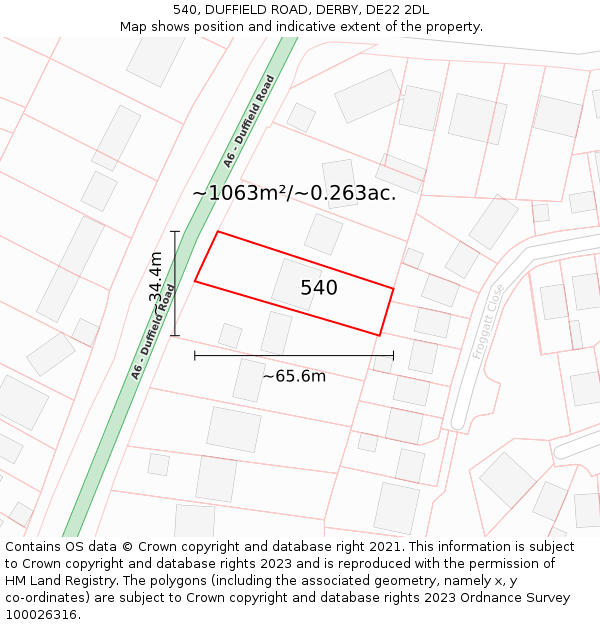 540, DUFFIELD ROAD, DERBY, DE22 2DL: Plot and title map