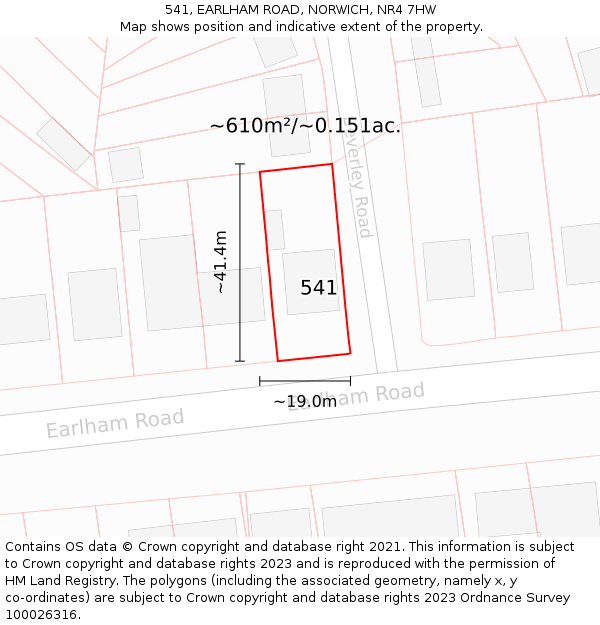 541, EARLHAM ROAD, NORWICH, NR4 7HW: Plot and title map