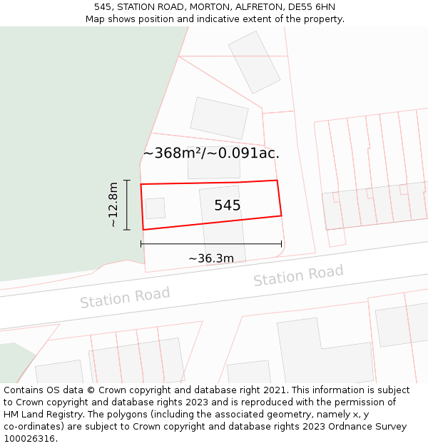 545, STATION ROAD, MORTON, ALFRETON, DE55 6HN: Plot and title map