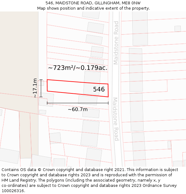 546, MAIDSTONE ROAD, GILLINGHAM, ME8 0NW: Plot and title map