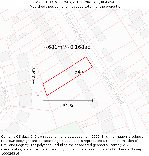 547, FULBRIDGE ROAD, PETERBOROUGH, PE4 6SA: Plot and title map
