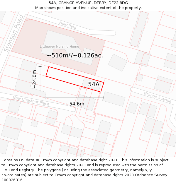 54A, GRANGE AVENUE, DERBY, DE23 8DG: Plot and title map