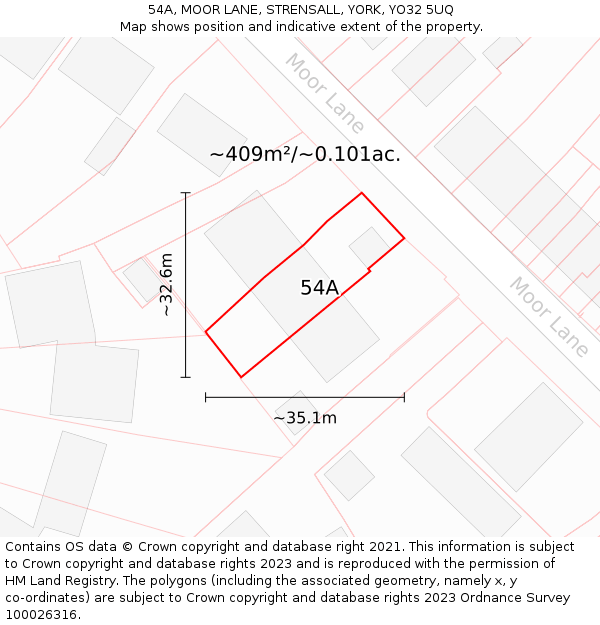 54A, MOOR LANE, STRENSALL, YORK, YO32 5UQ: Plot and title map