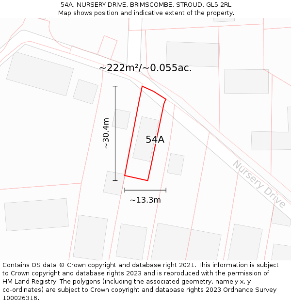 54A, NURSERY DRIVE, BRIMSCOMBE, STROUD, GL5 2RL: Plot and title map