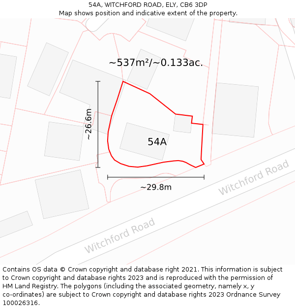 54A, WITCHFORD ROAD, ELY, CB6 3DP: Plot and title map