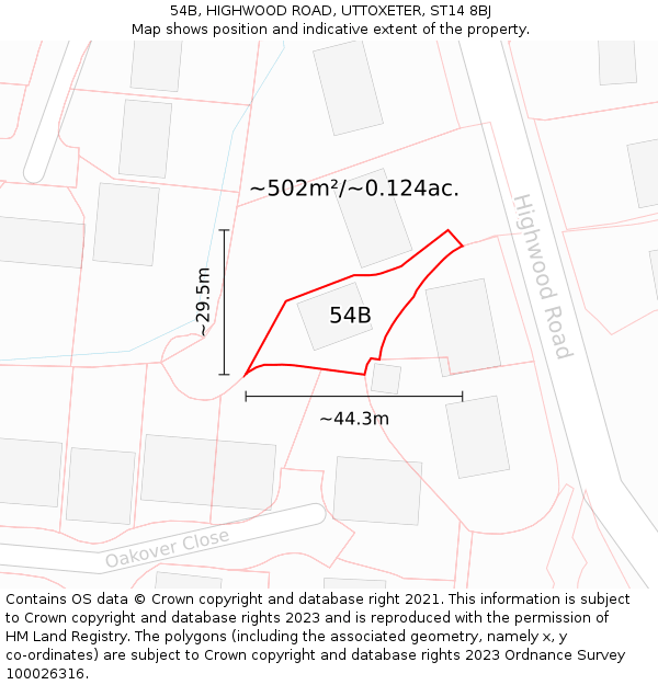 54B, HIGHWOOD ROAD, UTTOXETER, ST14 8BJ: Plot and title map