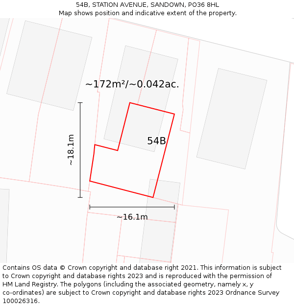 54B, STATION AVENUE, SANDOWN, PO36 8HL: Plot and title map