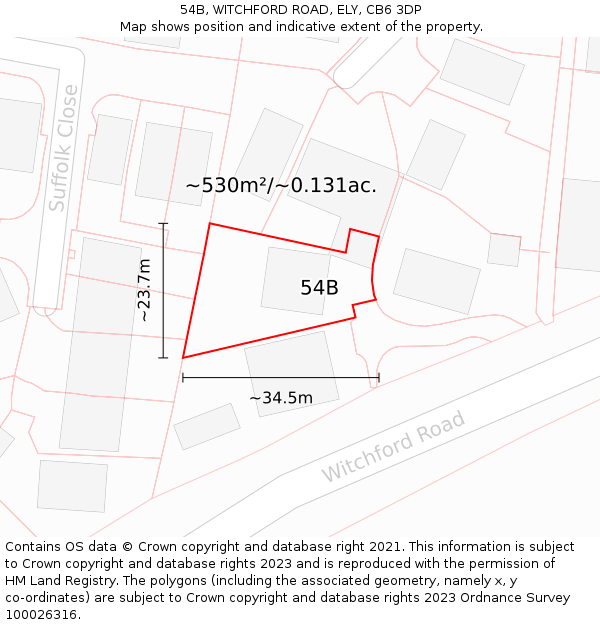 54B, WITCHFORD ROAD, ELY, CB6 3DP: Plot and title map