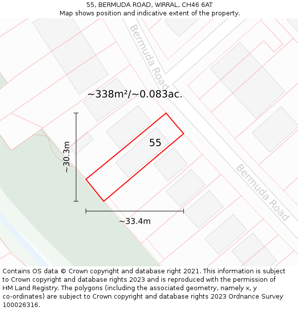55, BERMUDA ROAD, WIRRAL, CH46 6AT: Plot and title map