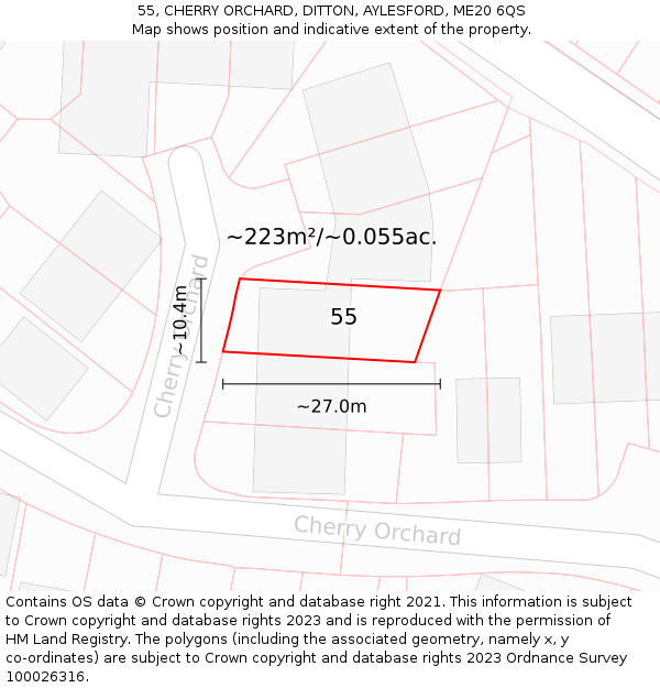 55, CHERRY ORCHARD, DITTON, AYLESFORD, ME20 6QS: Plot and title map