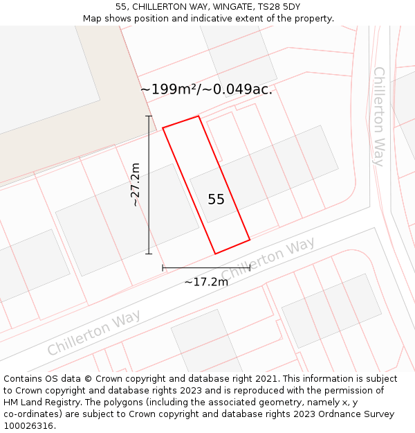 55, CHILLERTON WAY, WINGATE, TS28 5DY: Plot and title map