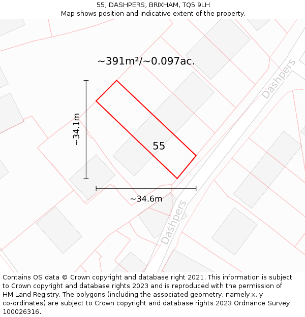 55, DASHPERS, BRIXHAM, TQ5 9LH: Plot and title map