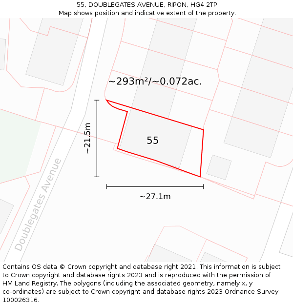 55, DOUBLEGATES AVENUE, RIPON, HG4 2TP: Plot and title map