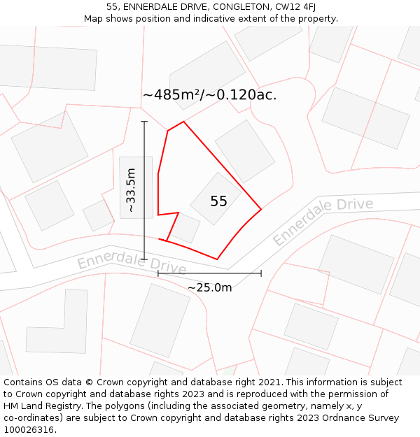 55, ENNERDALE DRIVE, CONGLETON, CW12 4FJ: Plot and title map
