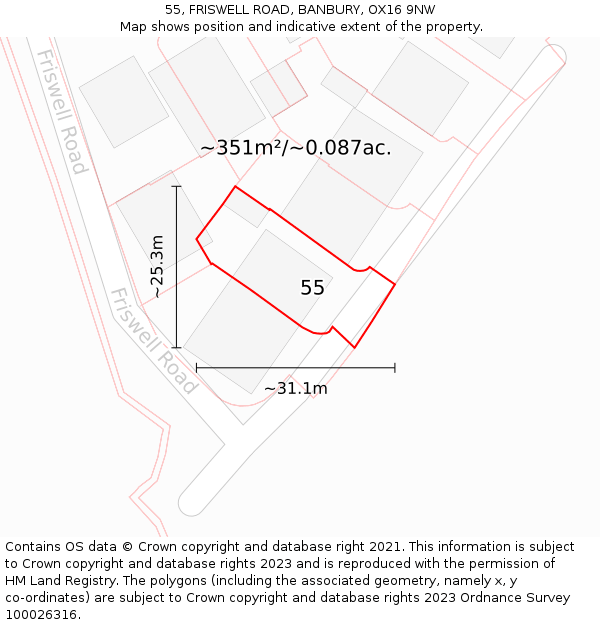 55, FRISWELL ROAD, BANBURY, OX16 9NW: Plot and title map