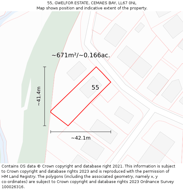 55, GWELFOR ESTATE, CEMAES BAY, LL67 0NL: Plot and title map