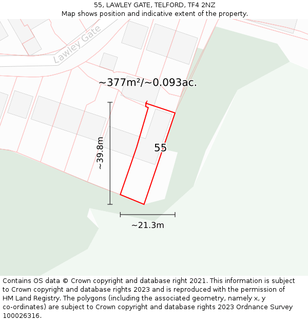 55, LAWLEY GATE, TELFORD, TF4 2NZ: Plot and title map
