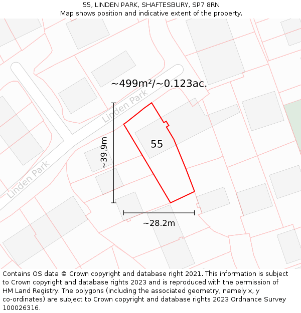 55, LINDEN PARK, SHAFTESBURY, SP7 8RN: Plot and title map