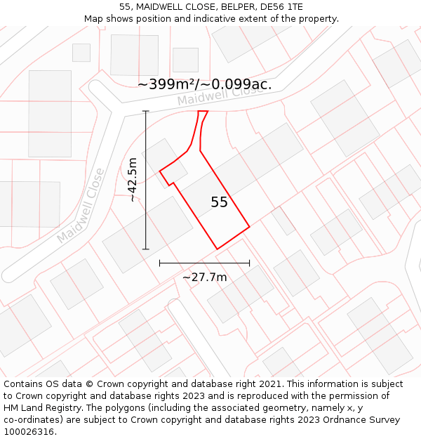 55, MAIDWELL CLOSE, BELPER, DE56 1TE: Plot and title map