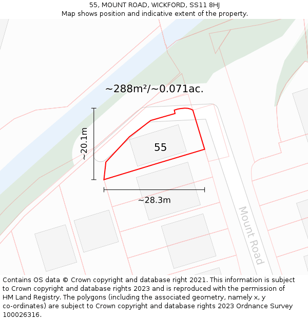 55, MOUNT ROAD, WICKFORD, SS11 8HJ: Plot and title map