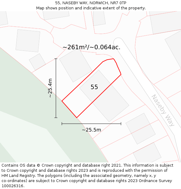 55, NASEBY WAY, NORWICH, NR7 0TP: Plot and title map