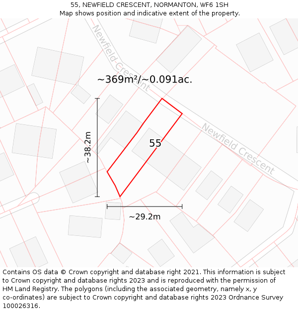 55, NEWFIELD CRESCENT, NORMANTON, WF6 1SH: Plot and title map