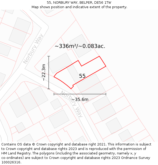 55, NORBURY WAY, BELPER, DE56 1TW: Plot and title map