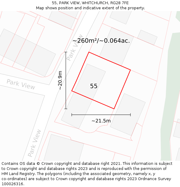 55, PARK VIEW, WHITCHURCH, RG28 7FE: Plot and title map