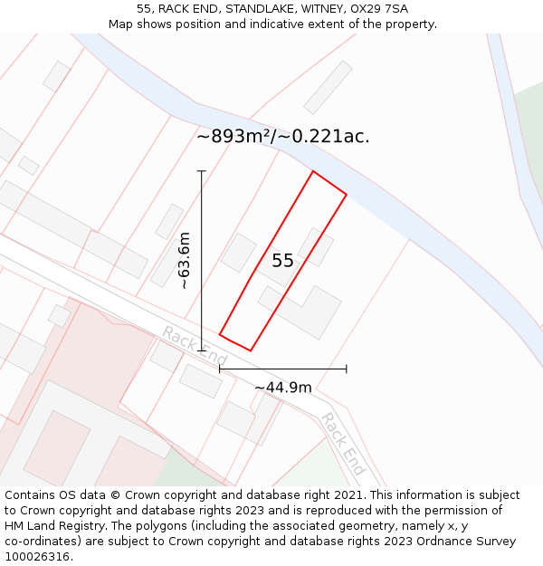 55, RACK END, STANDLAKE, WITNEY, OX29 7SA: Plot and title map