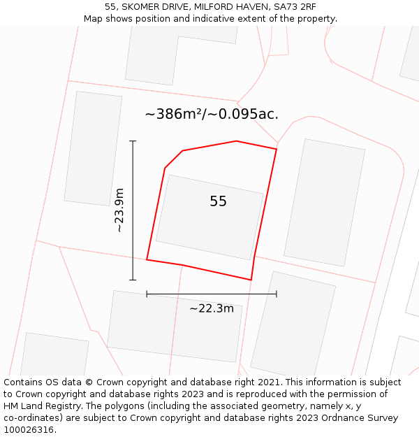 55, SKOMER DRIVE, MILFORD HAVEN, SA73 2RF: Plot and title map