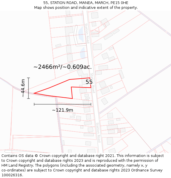 55, STATION ROAD, MANEA, MARCH, PE15 0HE: Plot and title map