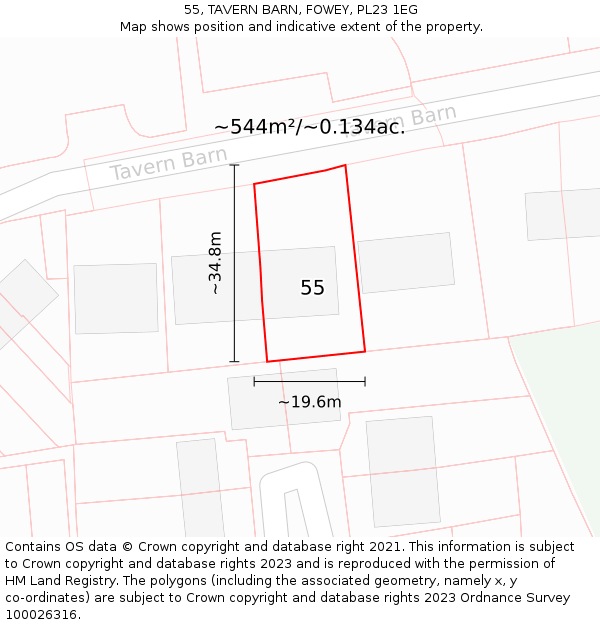 55, TAVERN BARN, FOWEY, PL23 1EG: Plot and title map