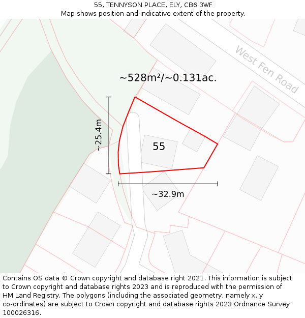 55, TENNYSON PLACE, ELY, CB6 3WF: Plot and title map